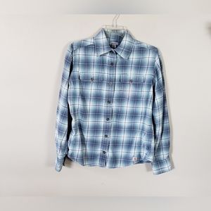 Carhartt Women's Blue Plaid Long Sleeve Button Up Shirt Size S